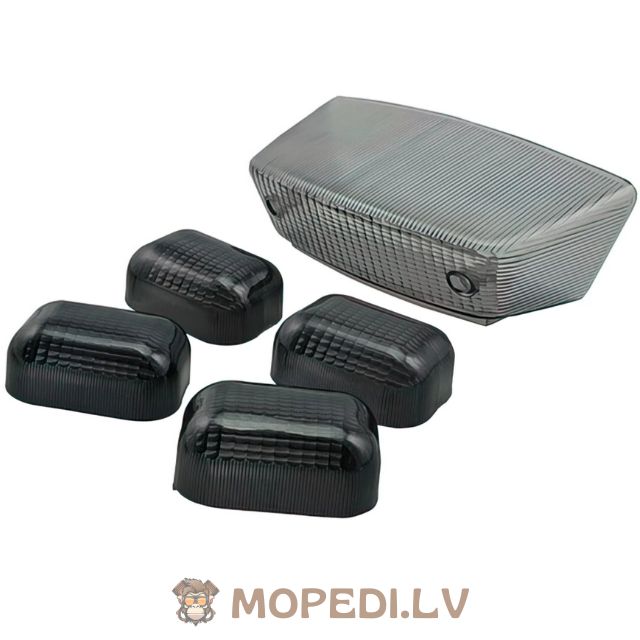 STR8 posūkių lęšių komplektas (4) su galiniais žibintais, Yamaha Slider (po 2004 m.), juodos spalvos