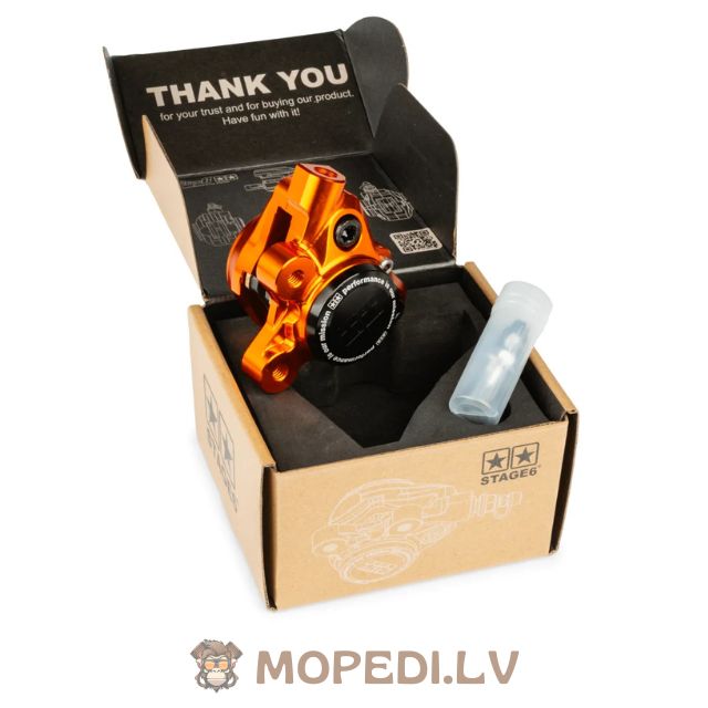 Front Brake Caliper CNC aluminium Stage6 Minarelli / Piaggio / Peugeot orange