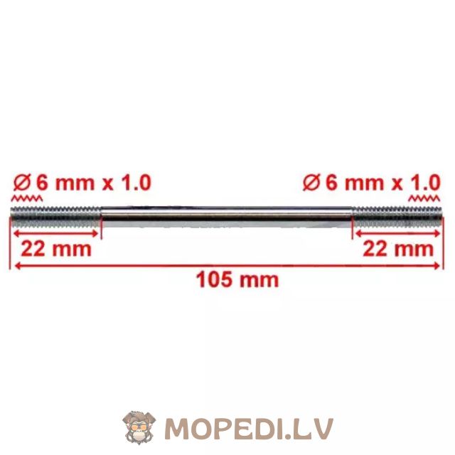 Cylinder Stud Bolt M6x105mm (x1)
