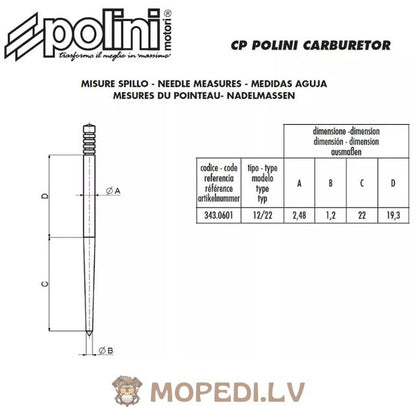 Carburetor Needle 12/22 Polini CP