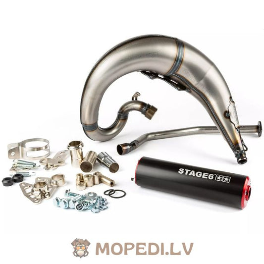 Stage6 Streetrace high mount CNC red / black Derbi Senda (top right exit)